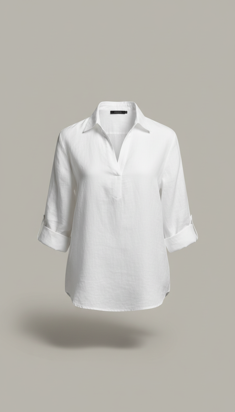 Camisa lino blanco porcelana