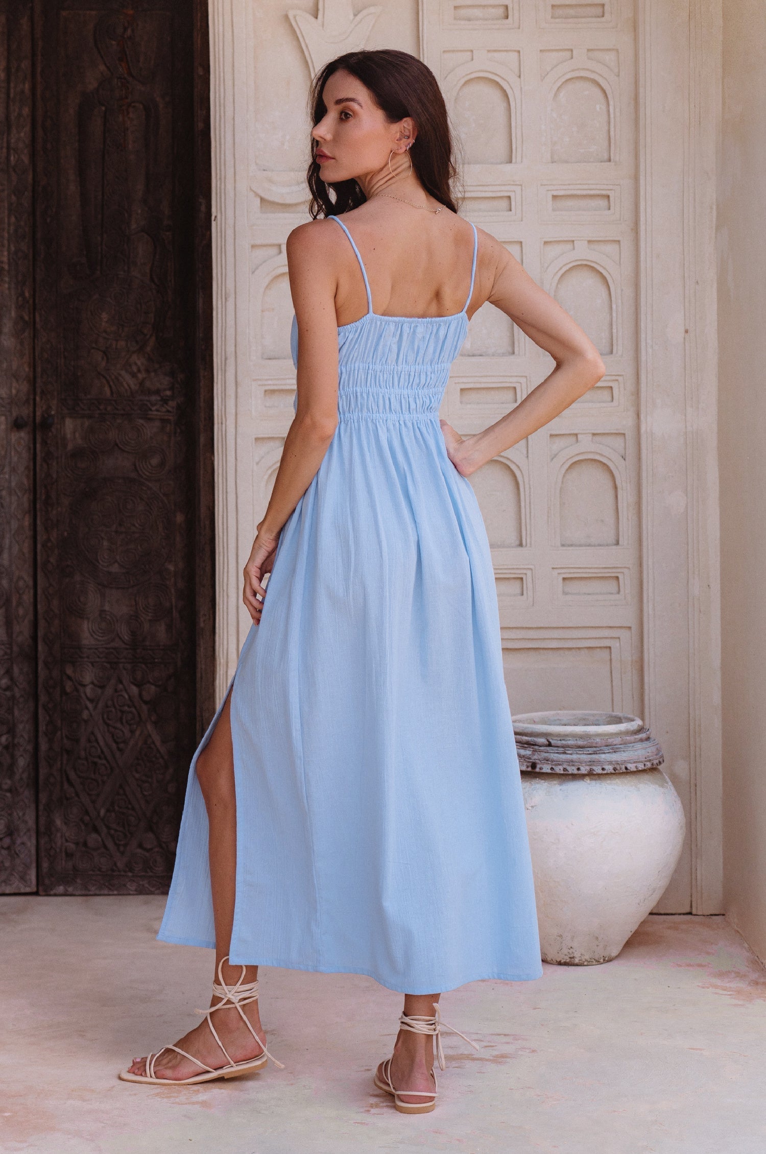 Eleanore Handcrafted Linen Midi Summer Dress