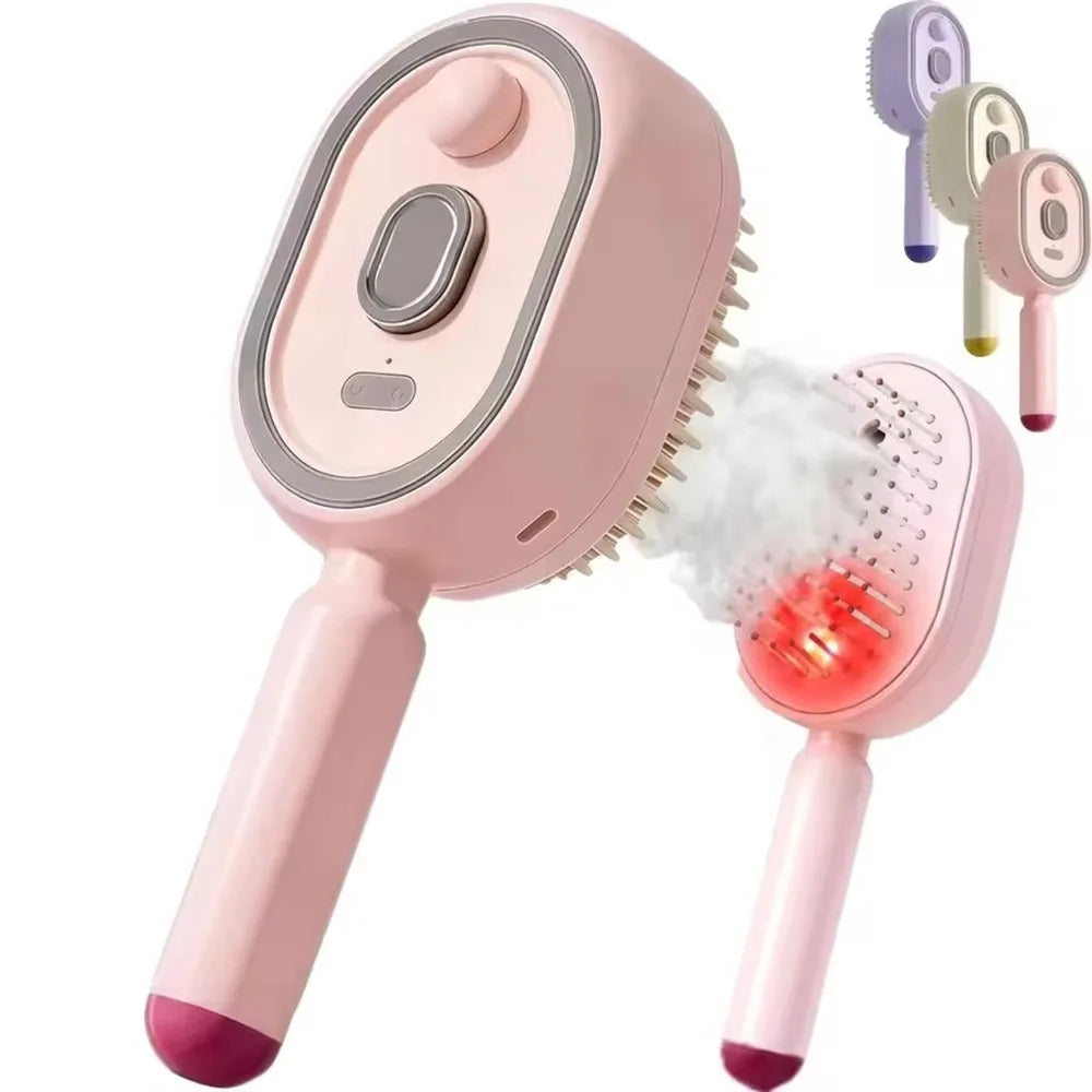 Wet Electrics Hairbrush with Water Spray Rechargeable Steams Hair Straightener USB-C Charging for Both Long & Short Hairs