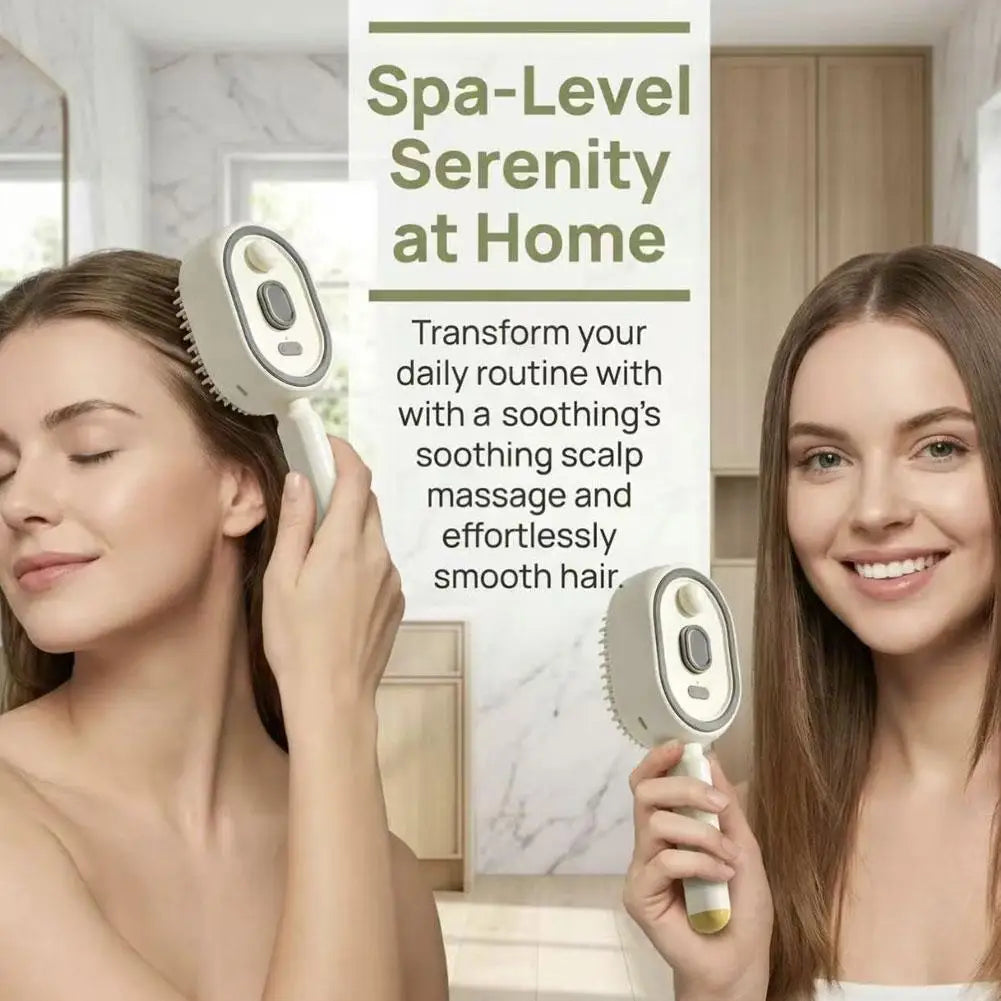 Electric Spray Air Cushions Massage Comb 3 in 1 Self Cleaning Steam Essential Oil Brush Rechargeable Spray Scalp Massager Combs